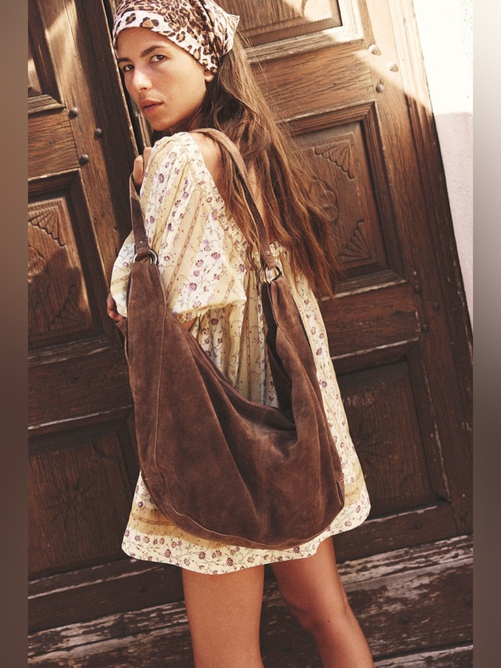 Free People Roma Suede Tote In Coconut Shell - Picture 3 of 7